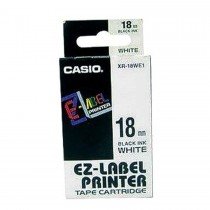 Casio XR-18WE1 Tape Cassette, 18mm X 8m, Black on White