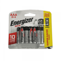Energizer E91 MAX AA Alkaline Battery, (Pack of 8 + 4 Free)