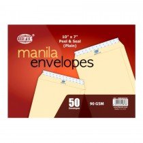 FIS Manila Envelope - Peel & Seal, 10 x 7", (Pack of 50)