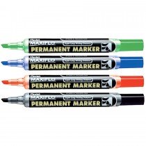Pentel NLF60 Maxiflo Chisel Tip Permanent Marker  Assorted (Pack of 4)