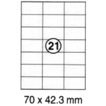 xel-lent 21 labels/sheet, straight corners, 70 x 42.3 mm, 100sheets/pack